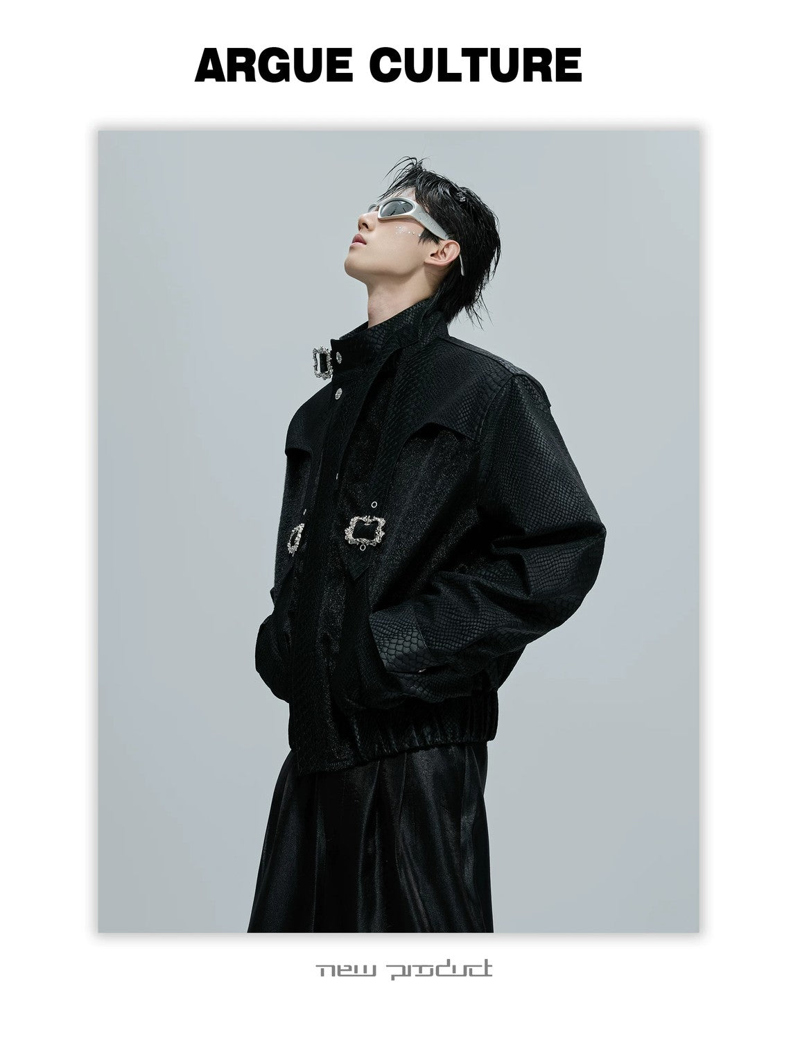 desc::croc-embossed-cropped-moto-jacket-with-metal-accents-detail-img-12