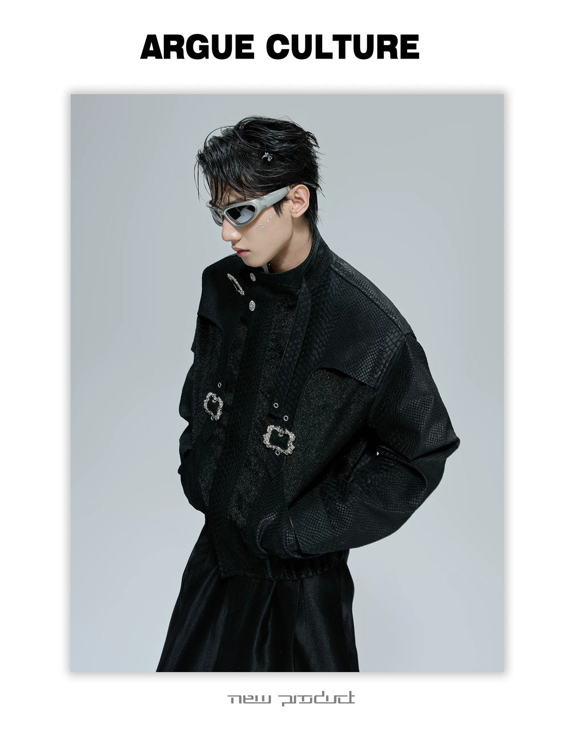 desc::croc-embossed-cropped-moto-jacket-with-metal-accents-detail-img-16