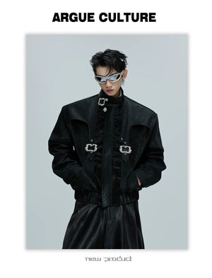 desc::croc-embossed-cropped-moto-jacket-with-metal-accents-detail-img-2