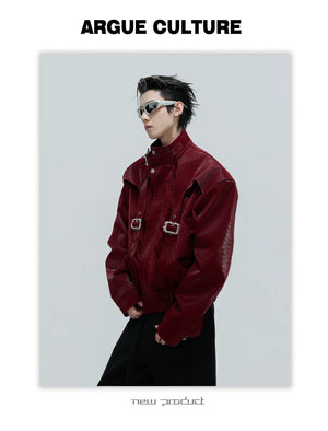 desc::croc-embossed-cropped-moto-jacket-with-metal-accents-detail-img-4