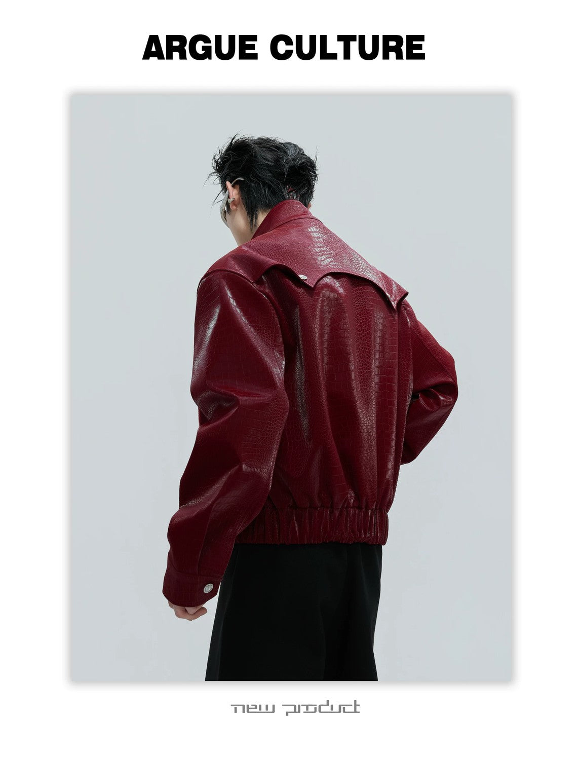 desc::croc-embossed-cropped-moto-jacket-with-metal-accents-detail-img-5