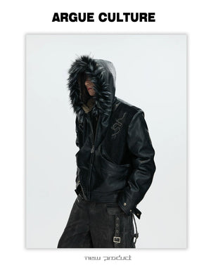 desc::croc-embossed-pony-hair-hooded-gothic-jacket-detail-img-17