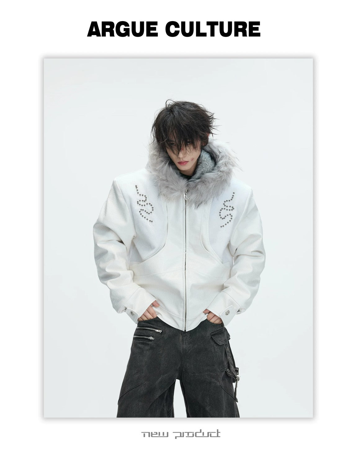 desc::croc-embossed-pony-hair-hooded-gothic-jacket-detail-img-20