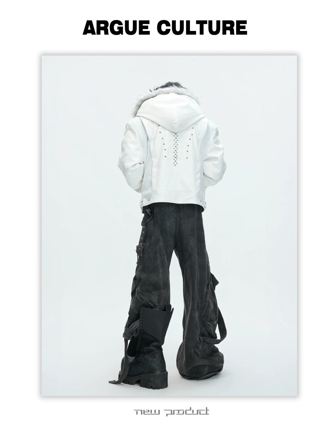 desc::croc-embossed-pony-hair-hooded-gothic-jacket-detail-img-4