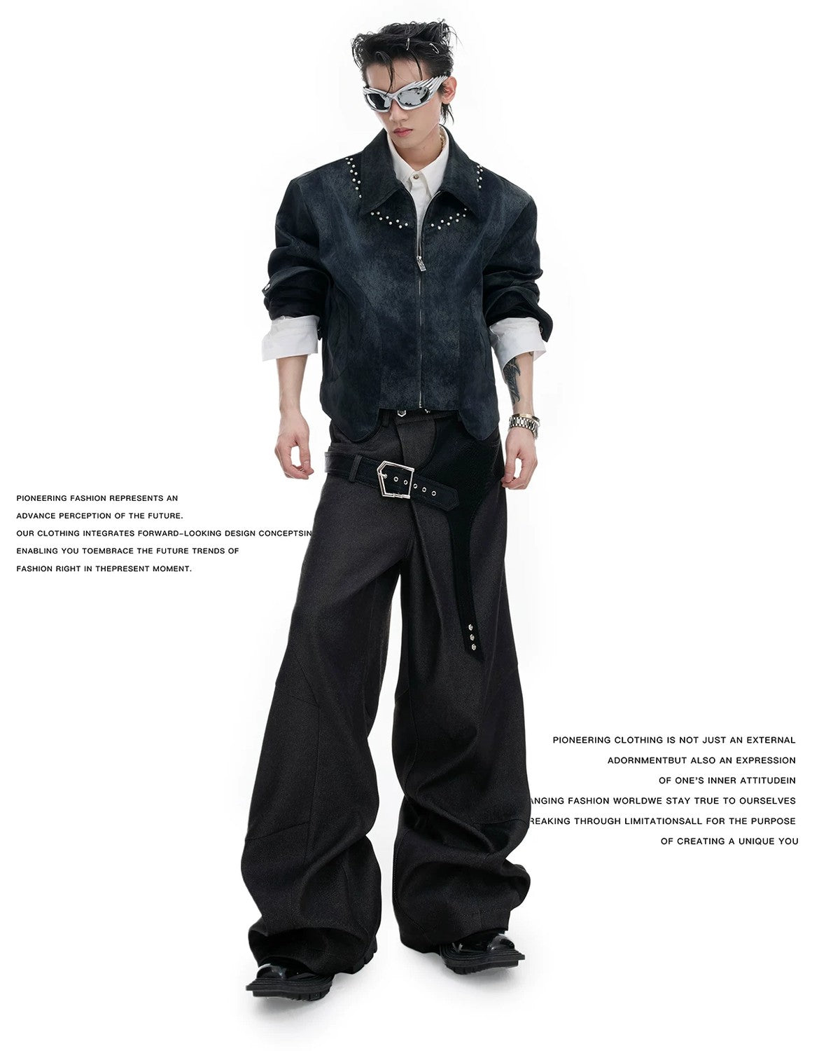 desc::croc-patchwork-straight-leg-streetwear-trousers-for-men-detail-img-3