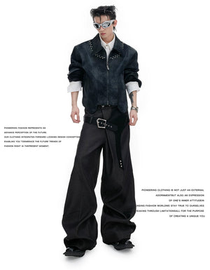 desc::croc-patchwork-straight-leg-streetwear-trousers-for-men-detail-img-3