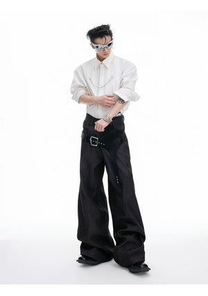 desc::croc-patchwork-straight-leg-streetwear-trousers-for-men-detail-img-7