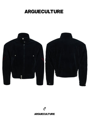 Crocodile-Embossed Cropped Contrast Zip Jacket - main image 3