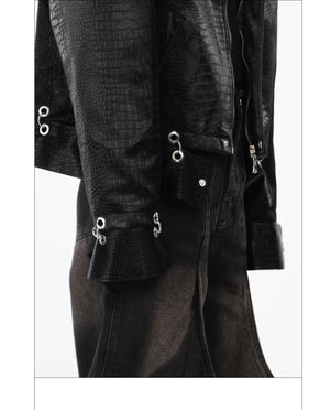 desc::crocodile-embossed-pu-leather-moto-jacket-spliced-design-detail-img-13