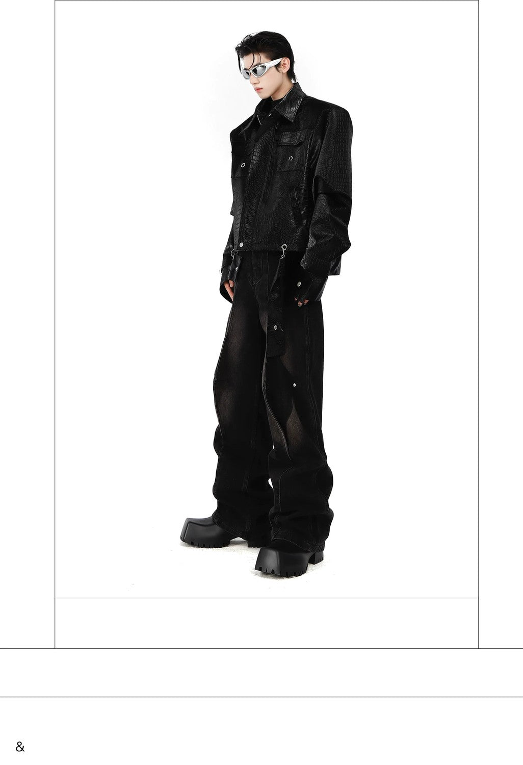 desc::crocodile-embossed-pu-leather-moto-jacket-spliced-design-detail-img-14