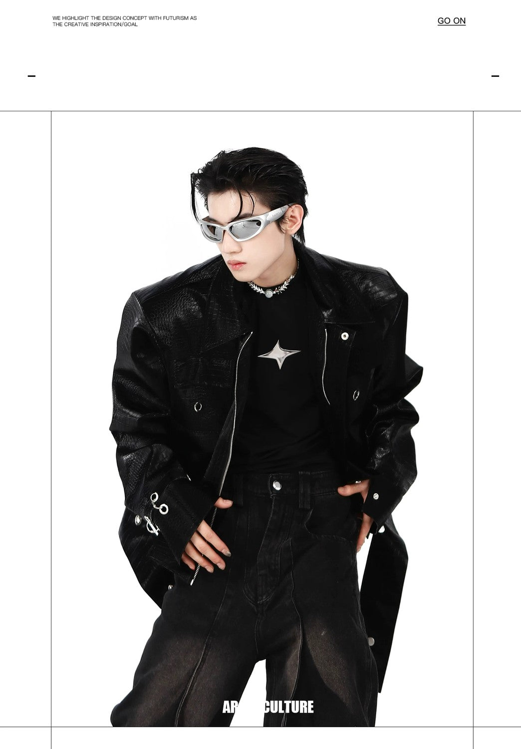 desc::crocodile-embossed-pu-leather-moto-jacket-spliced-design-detail-img-4