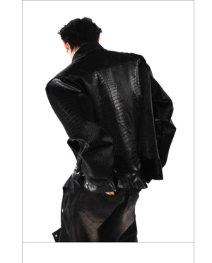desc::crocodile-embossed-pu-leather-moto-jacket-spliced-design-detail-img-7