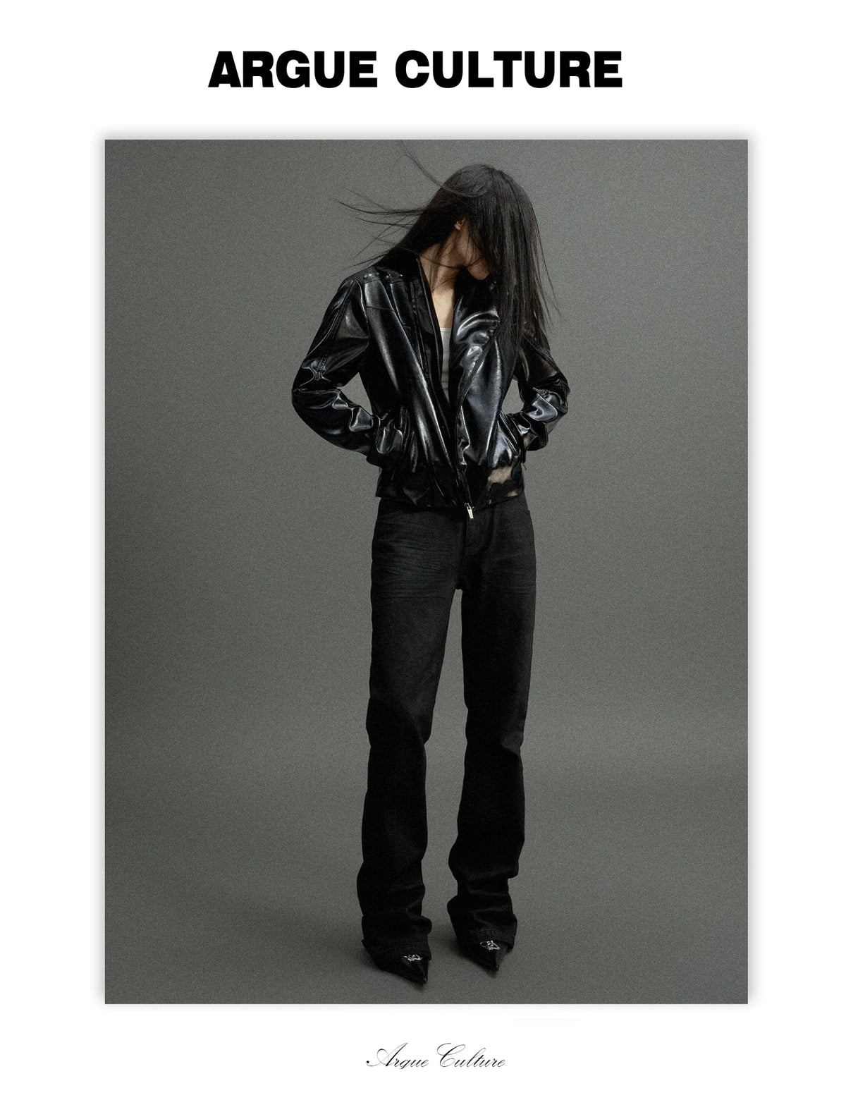 Cropped Croc-Embossed Faux Leather Moto Jacket - detail image 8