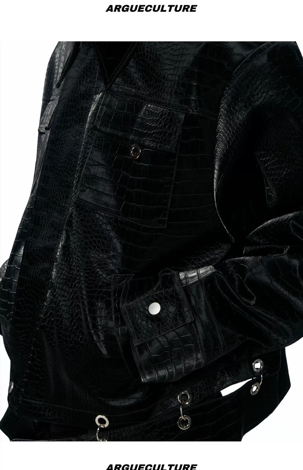 desc::cropped-croc-embossed-leather-jacket-with-metal-hardware-detail-img-10