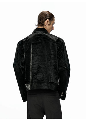 desc::cropped-croc-embossed-leather-jacket-with-metal-hardware-detail-img-9