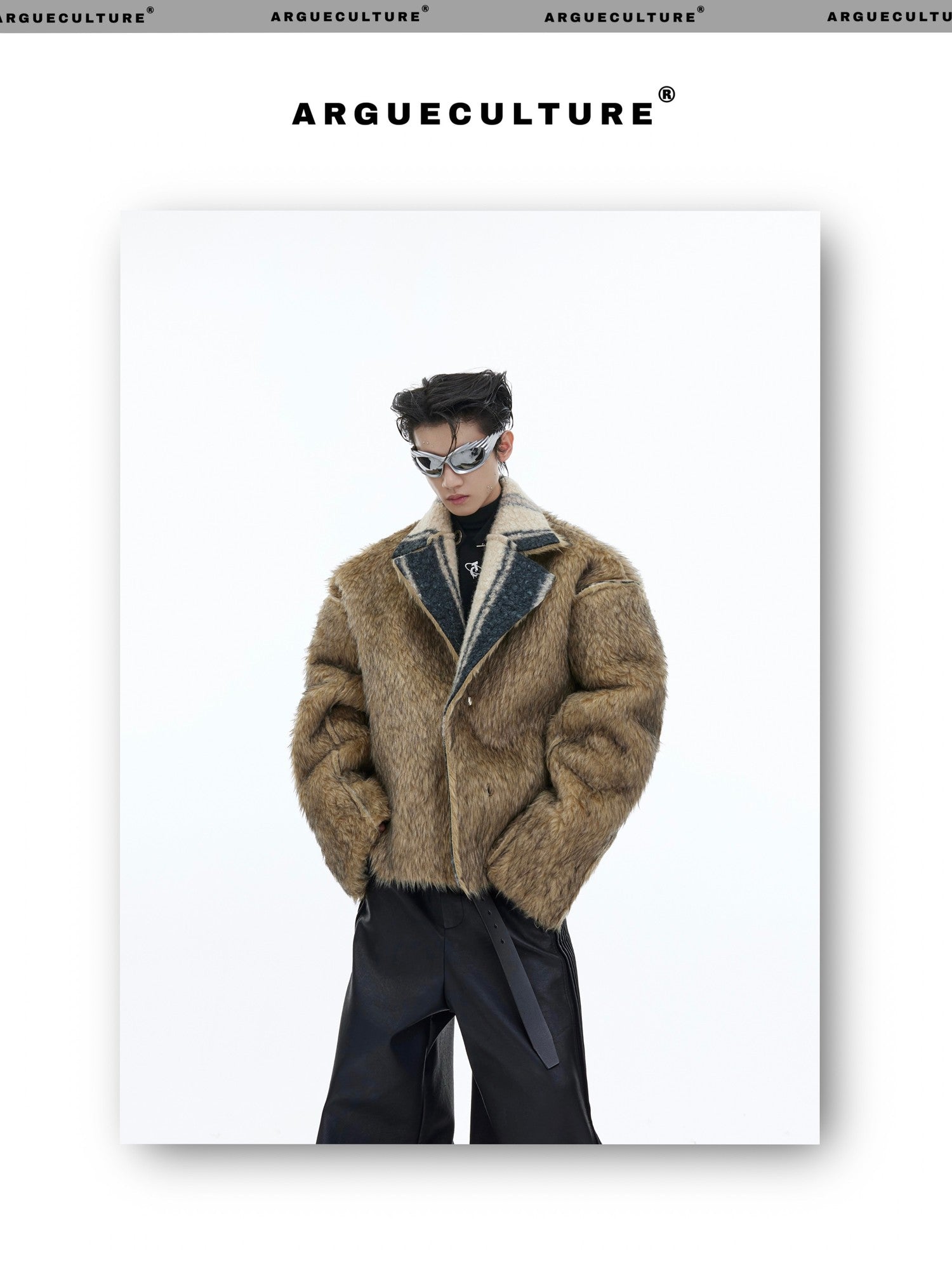 desc::cropped-faux-fur-jacket-vintage-contrast-lapel-detail-img-7