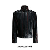 Cropped Faux-Leather Biker Jacket With Lace-Up Cuffs - Black