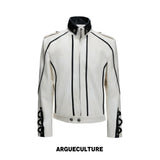 Cropped Faux-Leather Biker Jacket With Lace-Up Cuffs - Off-White