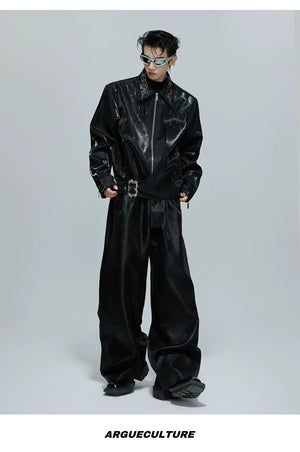 desc::cropped-liquid-glossy-jacket-with-shimmer-rhinestones-detail-img-13