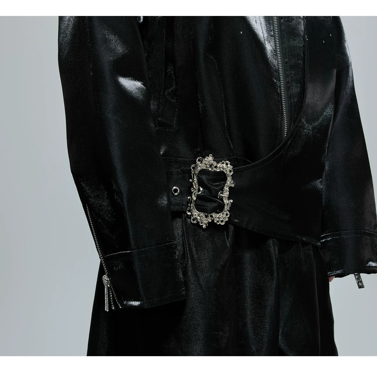 desc::cropped-liquid-glossy-jacket-with-shimmer-rhinestones-detail-img-7