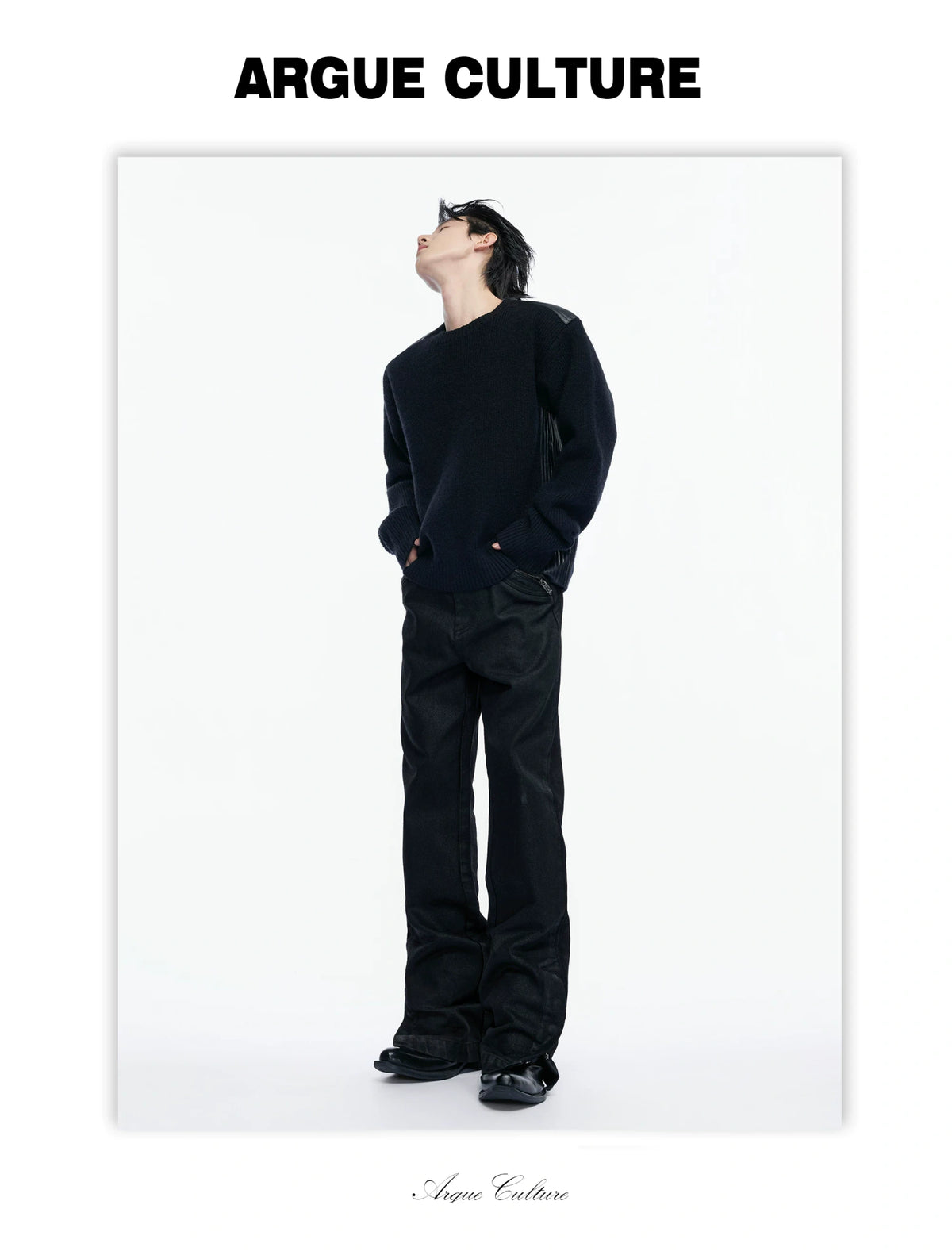 Cropped Rib Knit Sweater with Quilted Shoulder Panels - detail image 6