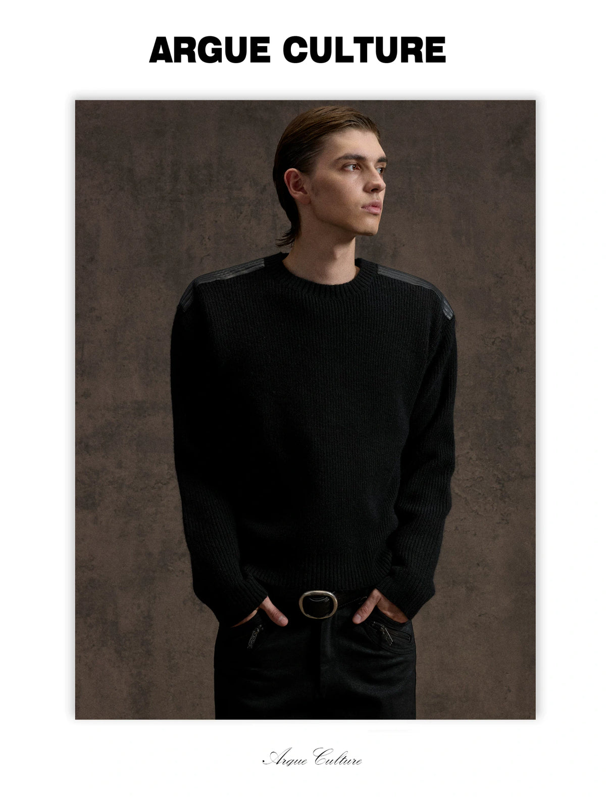 Cropped Rib Knit Sweater with Quilted Shoulder Panels - detail image 10