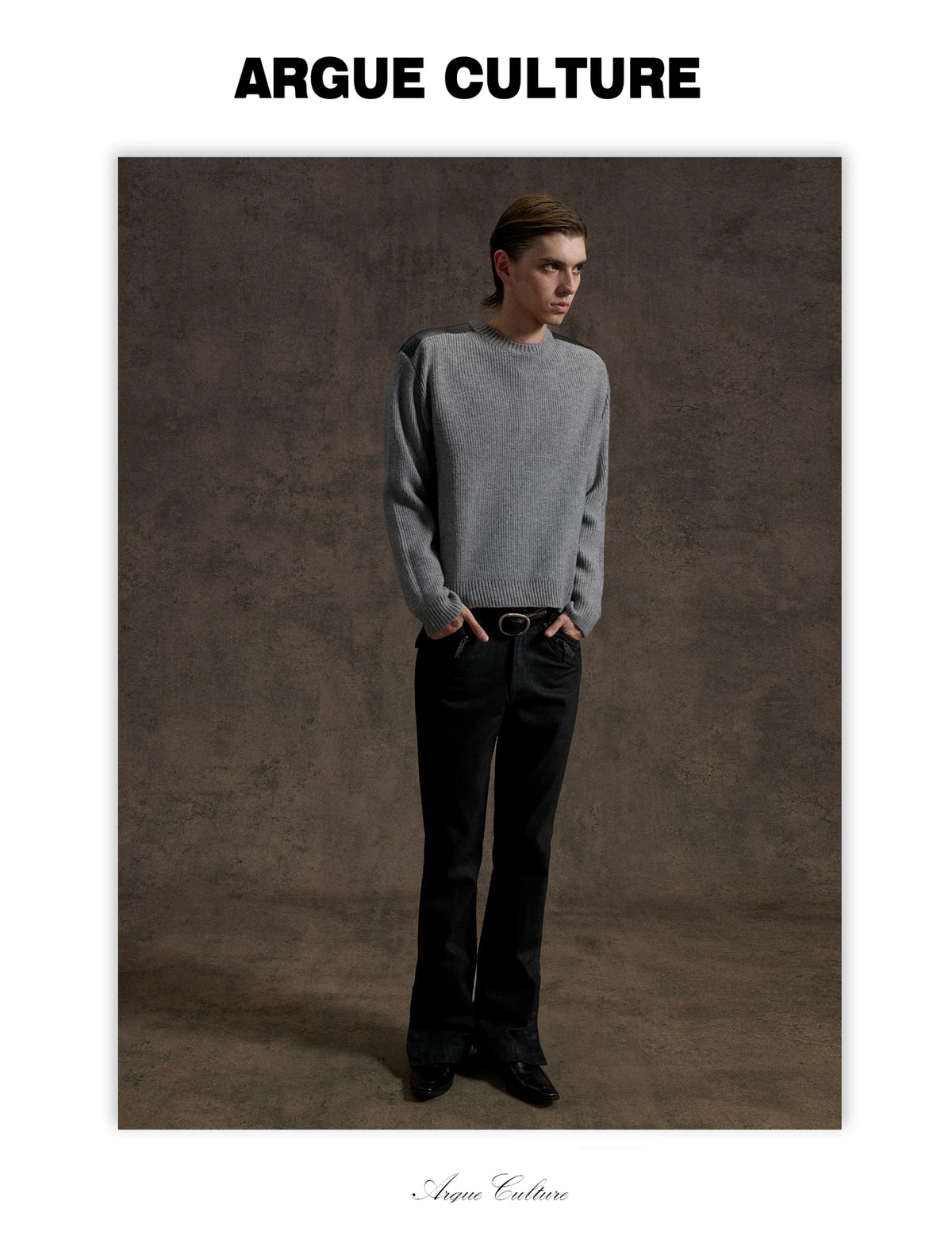 Cropped Rib Knit Sweater with Quilted Shoulder Panels - detail image 9