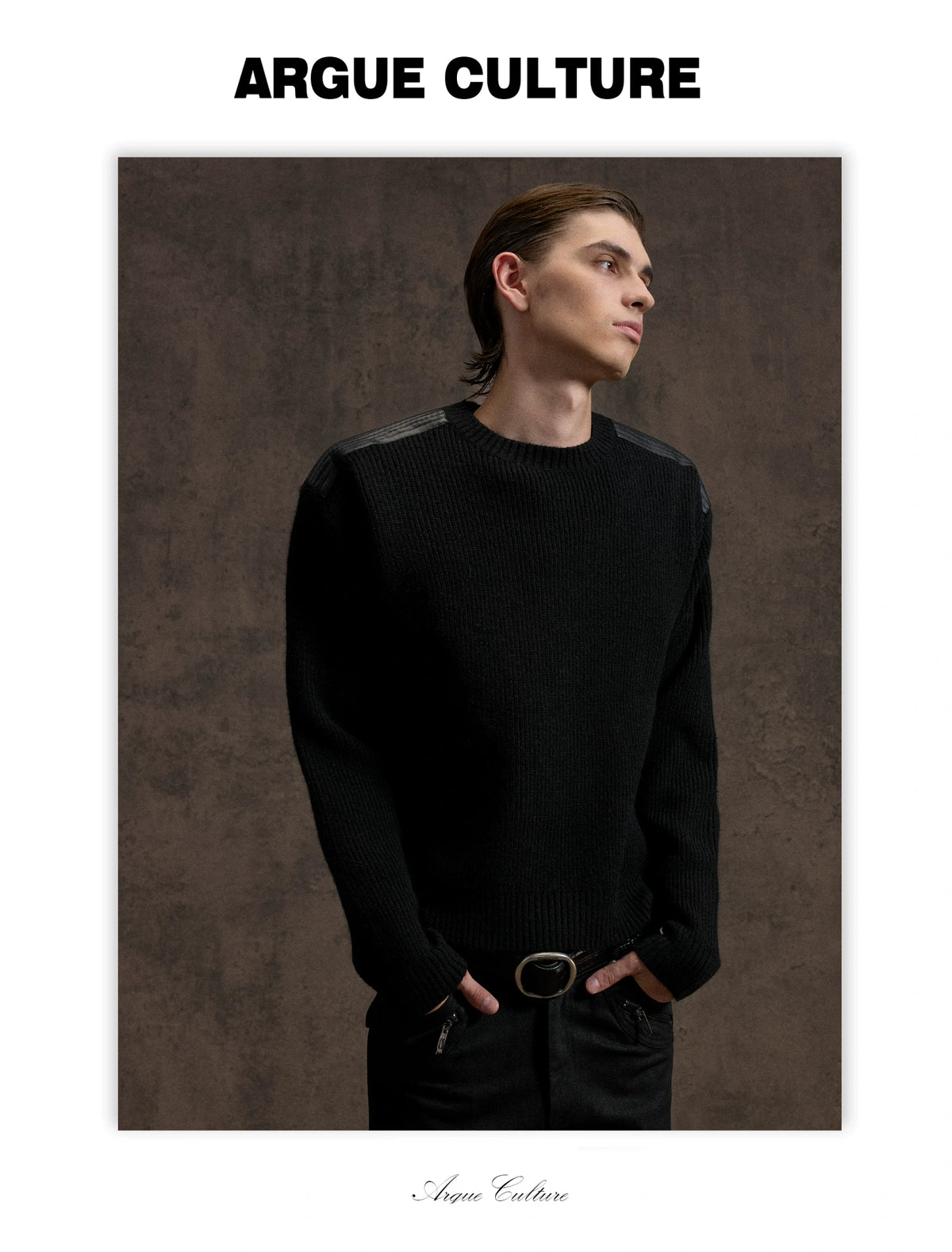 Cropped Rib Knit Sweater with Quilted Shoulder Panels - detail image 11
