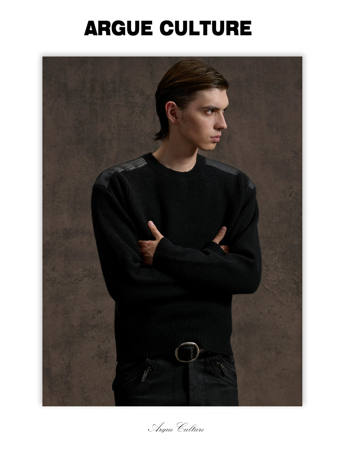 Cropped Rib Knit Sweater with Quilted Shoulder Panels - detail image 12