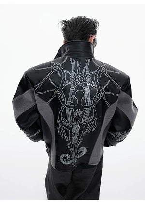 desc::cropped-rivet-leather-jacket-with-faux-fur-patchwork-detail-img-10