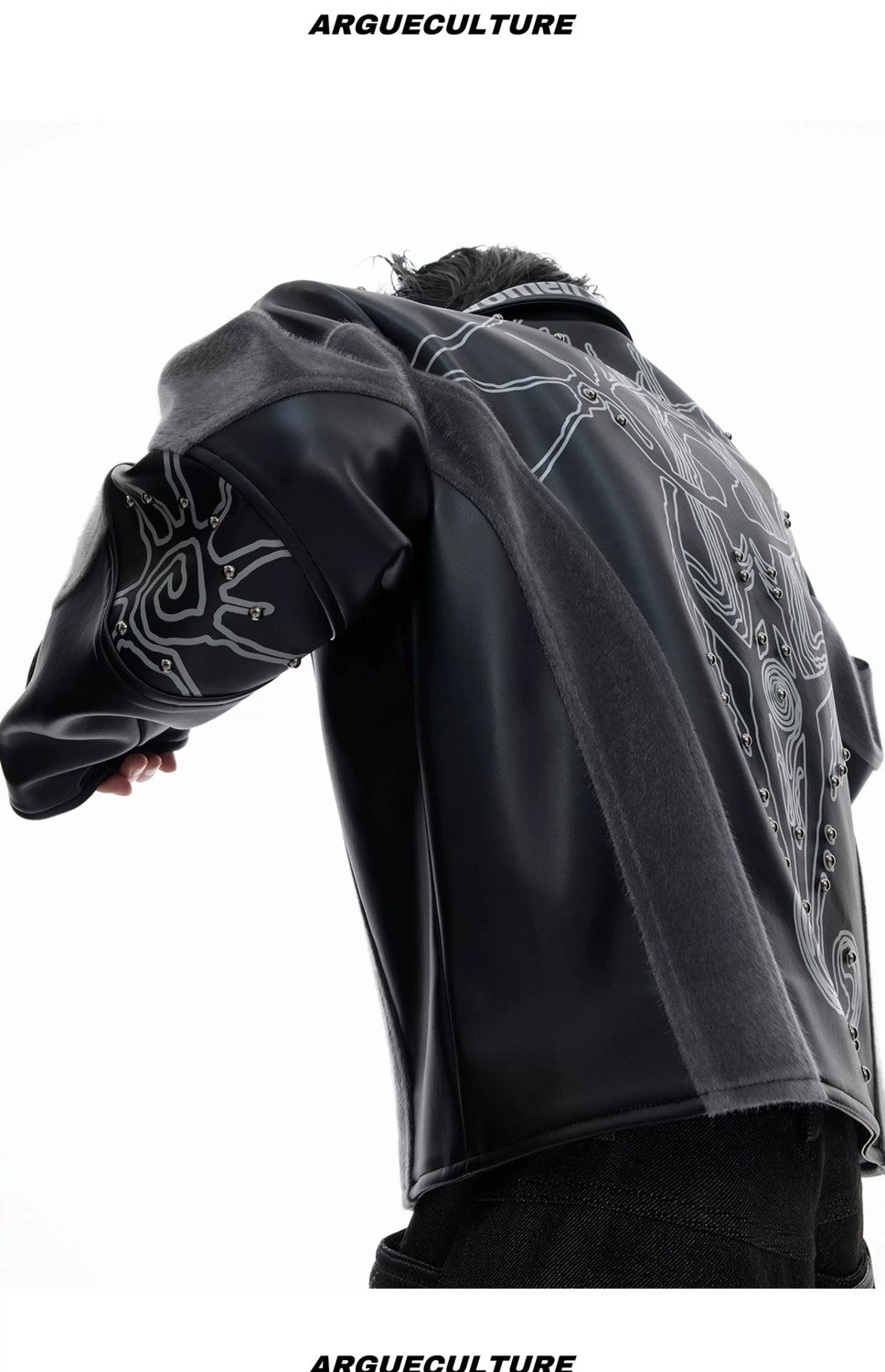 desc::cropped-rivet-leather-jacket-with-faux-fur-patchwork-detail-img-11
