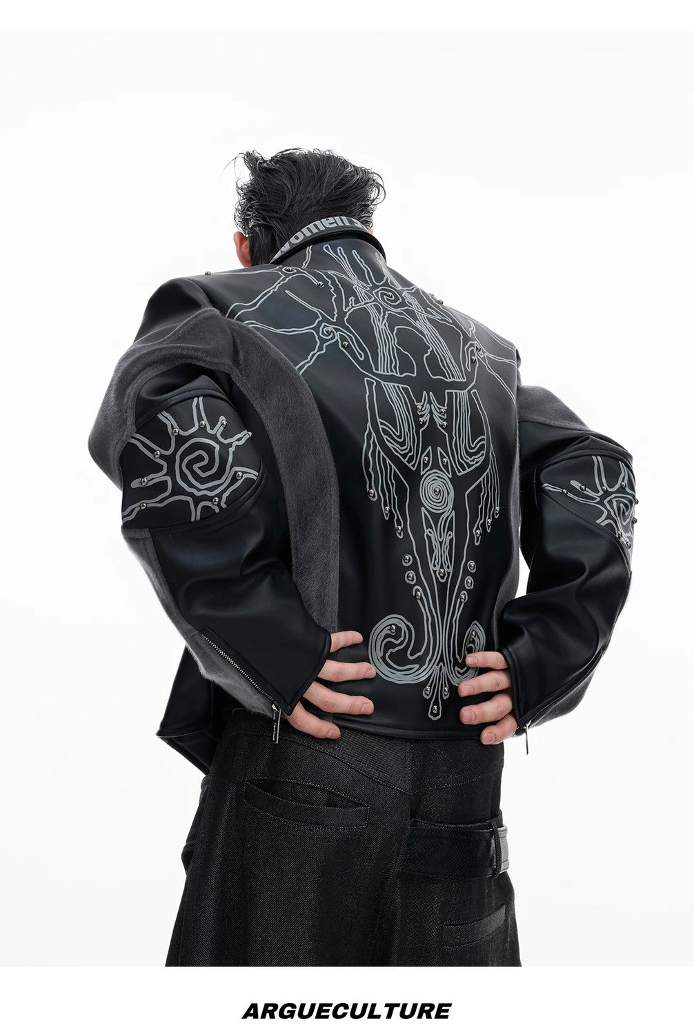 desc::cropped-rivet-leather-jacket-with-faux-fur-patchwork-detail-img-12