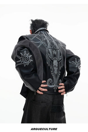 desc::cropped-rivet-leather-jacket-with-faux-fur-patchwork-detail-img-12