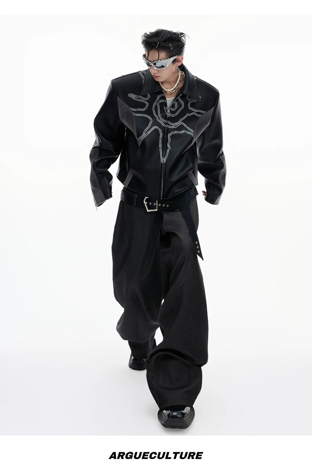 desc::cropped-rivet-leather-jacket-with-faux-fur-patchwork-detail-img-13