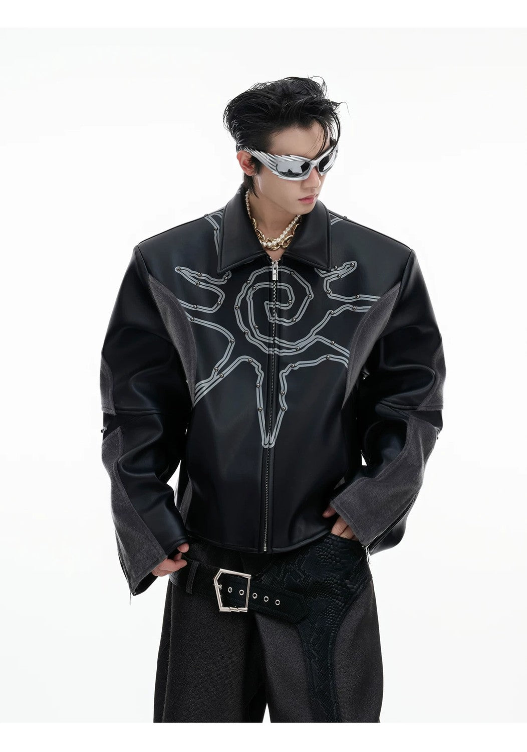 desc::cropped-rivet-leather-jacket-with-faux-fur-patchwork-detail-img-8