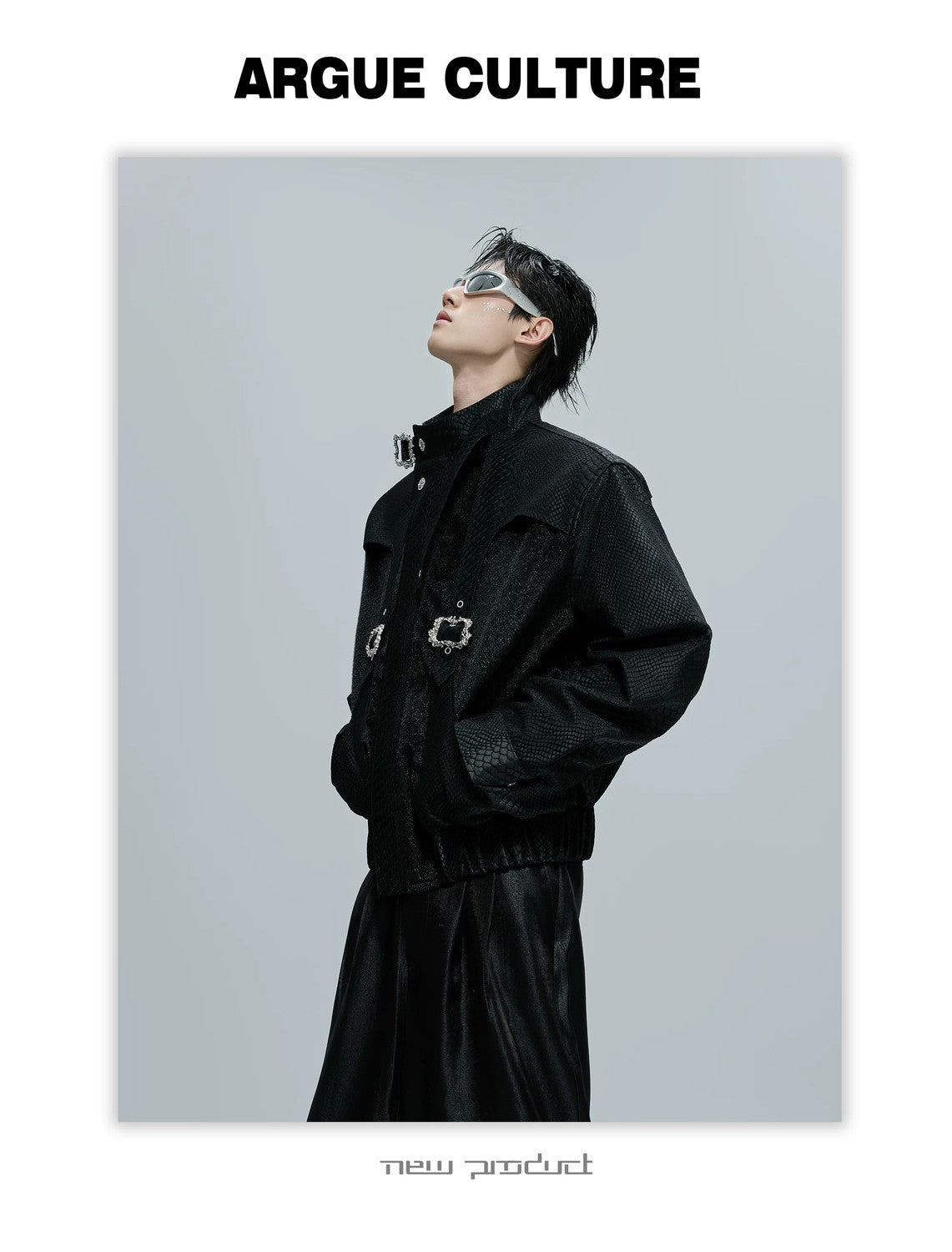 desc::cropped-snake-skin-moto-jacket-with-metal-buckle-detail-detail-img-12