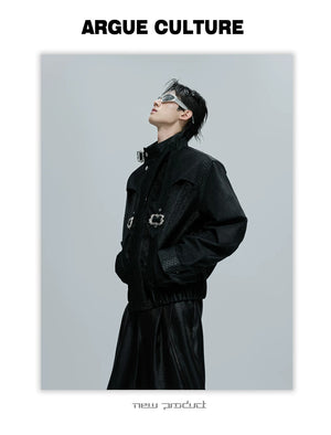 desc::cropped-snake-skin-moto-jacket-with-metal-buckle-detail-detail-img-12