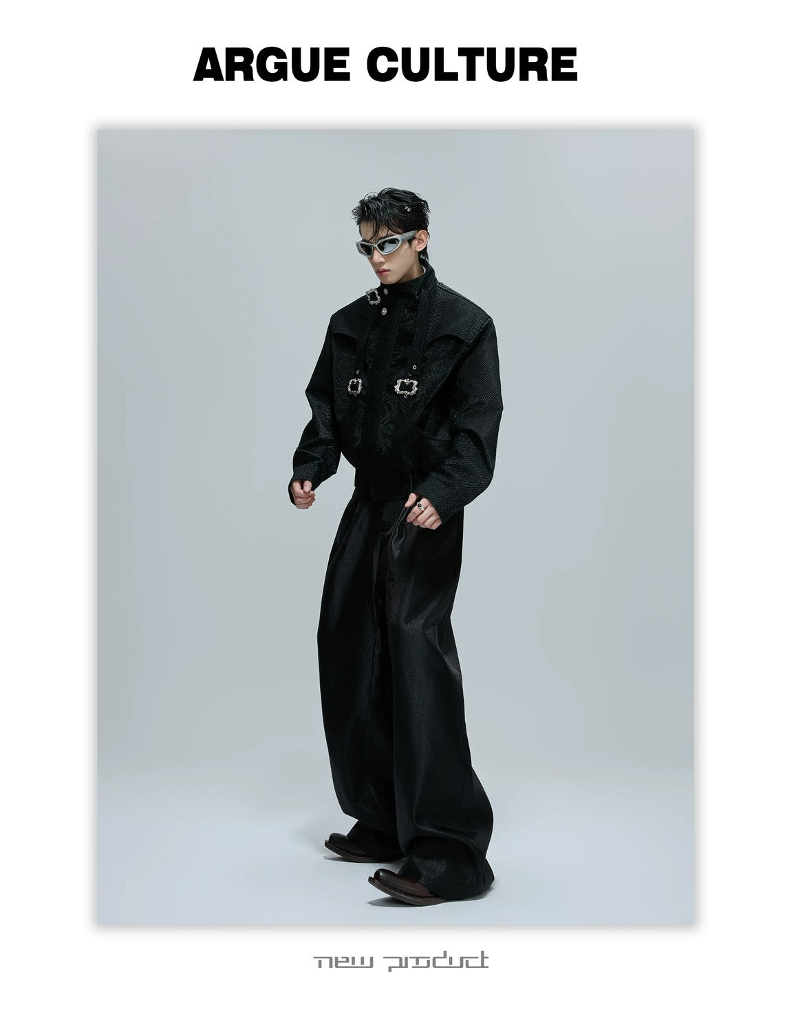 desc::cropped-snake-skin-moto-jacket-with-metal-buckle-detail-detail-img-4