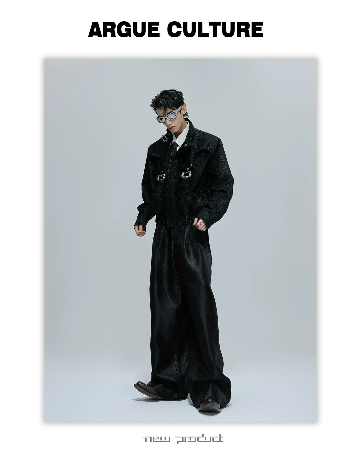 desc::cropped-snake-skin-moto-jacket-with-metal-buckle-detail-detail-img-7