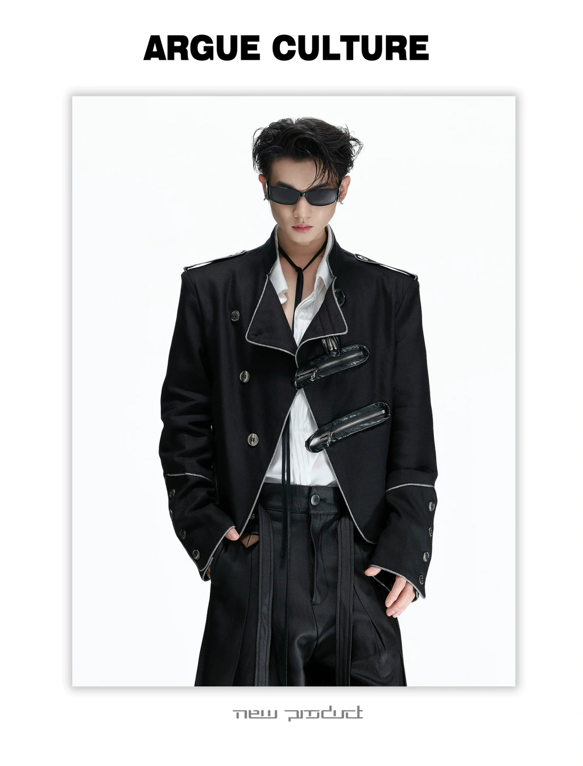 Cropped Stand-Collar Diagonal Zip Jacket in Tencel Blend - detail image 10
