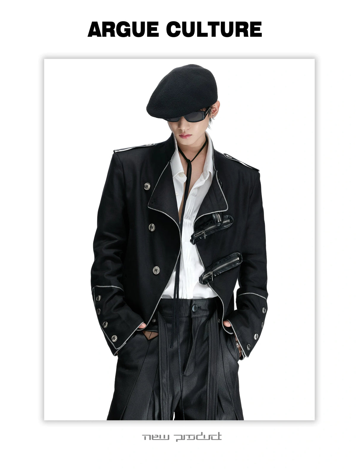 Cropped Stand-Collar Diagonal Zip Jacket in Tencel Blend - detail image 11