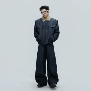 Close-up of premium red ruby buttons on a cotton jacket