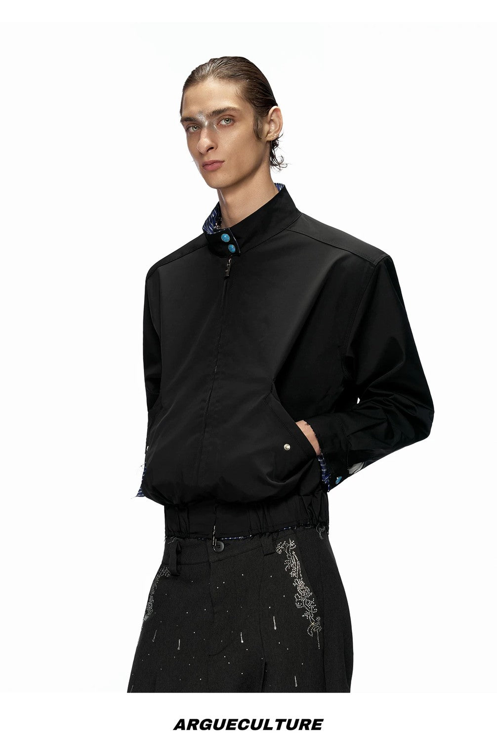 desc::cropped-stand-collar-striped-jacket-unisex-streetwear-detail-img-10