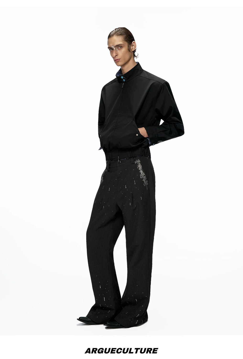 desc::cropped-stand-collar-striped-jacket-unisex-streetwear-detail-img-13