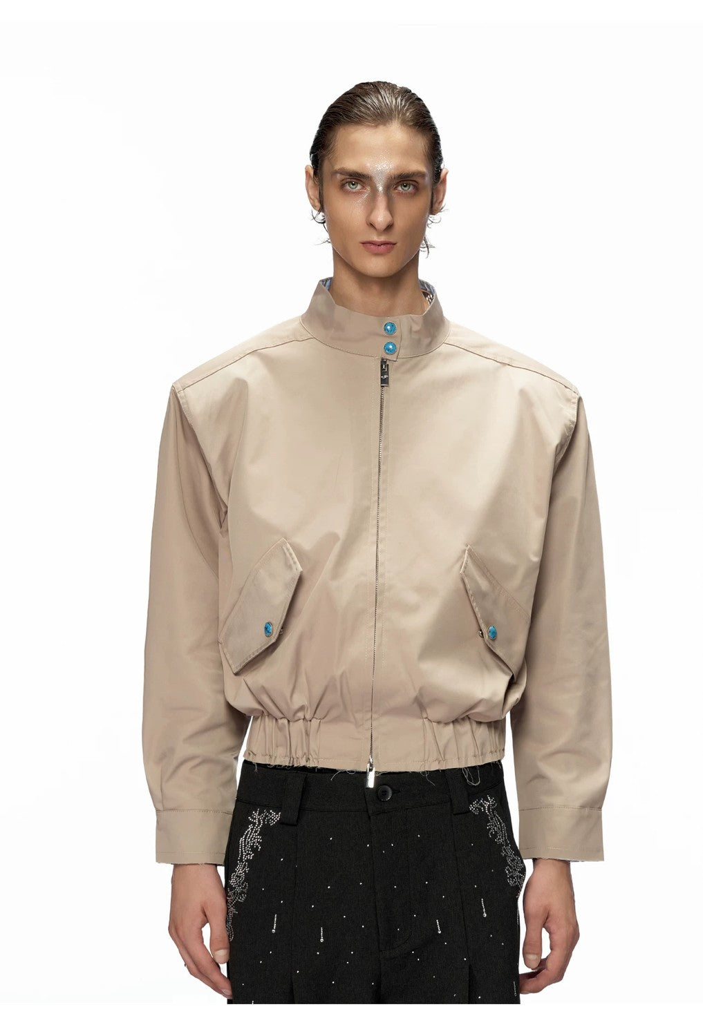 desc::cropped-stand-collar-striped-jacket-unisex-streetwear-detail-img-5