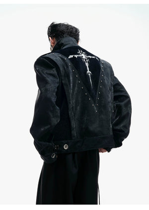 desc::cropped-studded-snakeskin-leather-jacket-streetwear-biker-coat-detail-img-11