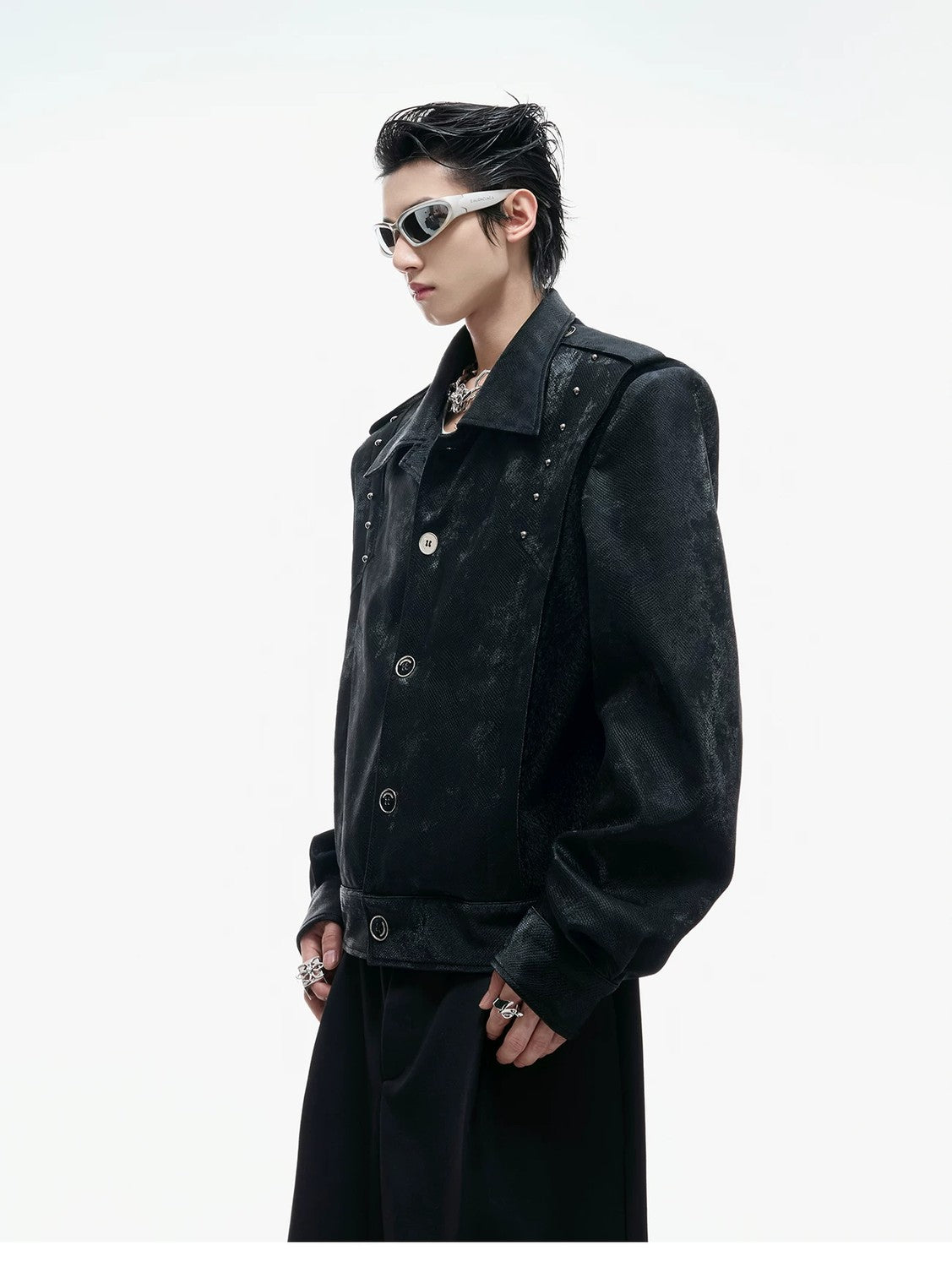 desc::cropped-studded-snakeskin-leather-jacket-streetwear-biker-coat-detail-img-4