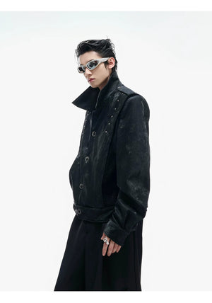 desc::cropped-studded-snakeskin-leather-jacket-streetwear-biker-coat-detail-img-8