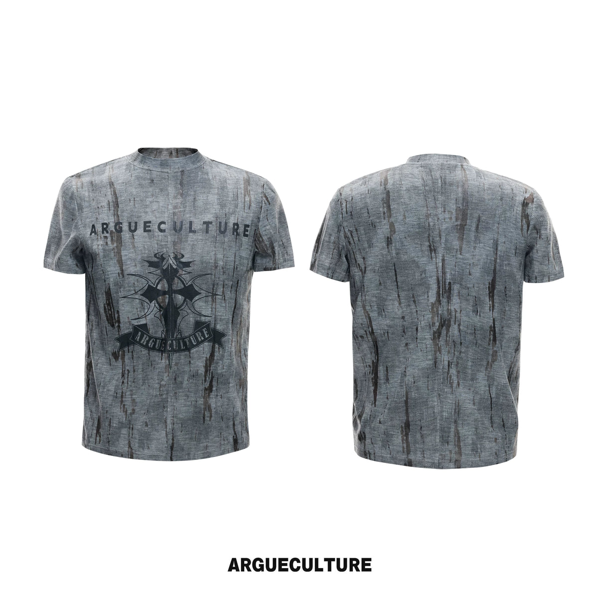 Cropped Tie-Dye Cross Graphic T-Shirt in Gray - Washed Gray
