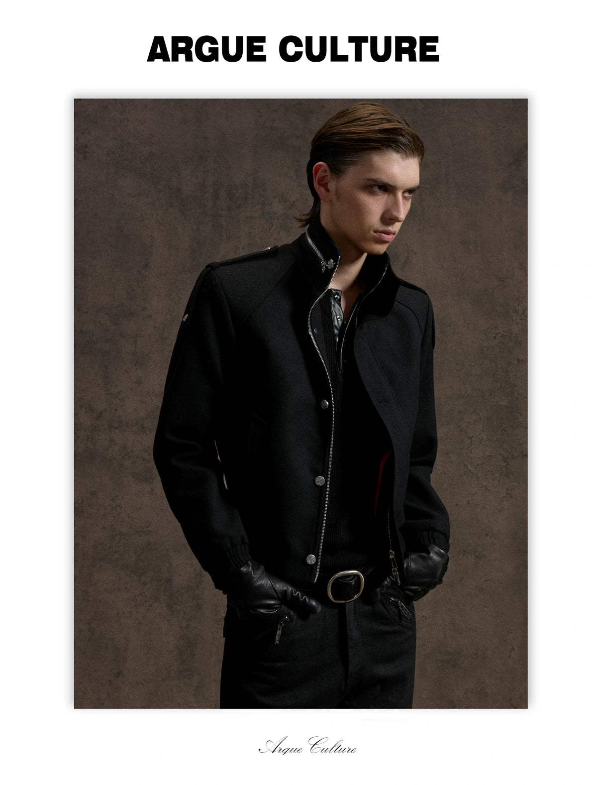 Cropped Wool-Blend Double-Placket Stand Collar Jacket - detail image 6
